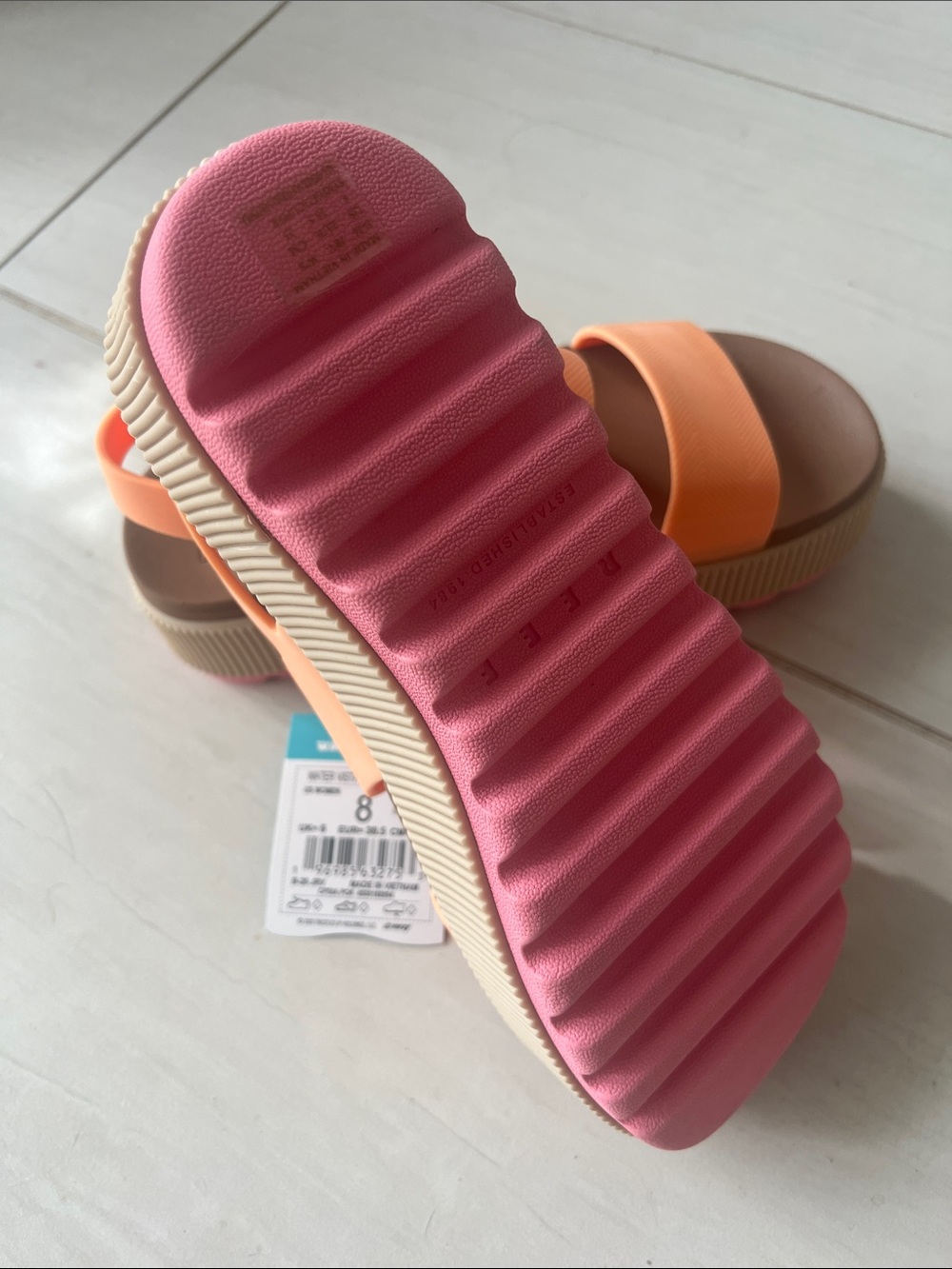 Coral Pink Platform Slide Sandals - Picture 10 of 10